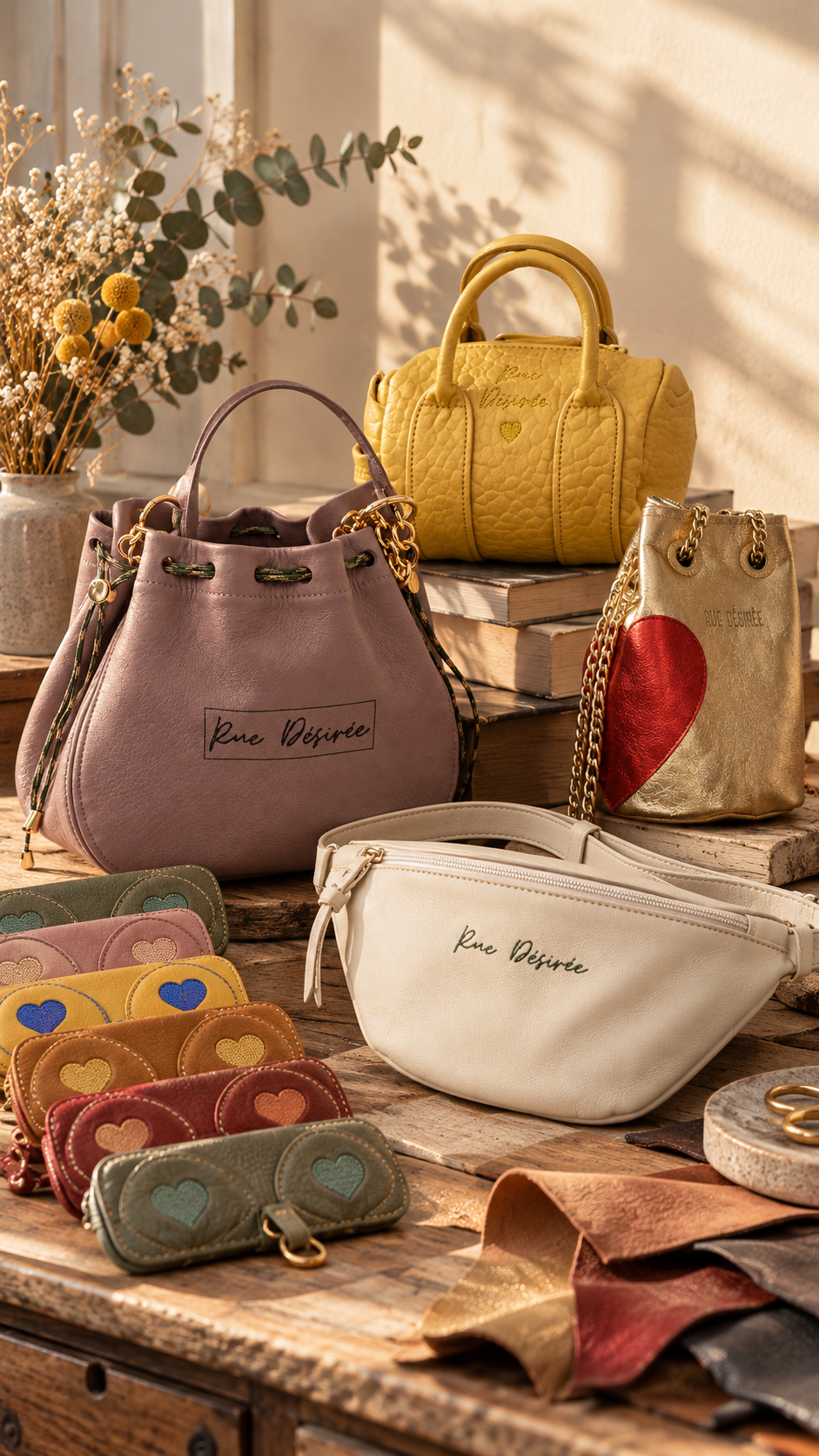 Sacs en cuir Rue Désirée dans l’atelier